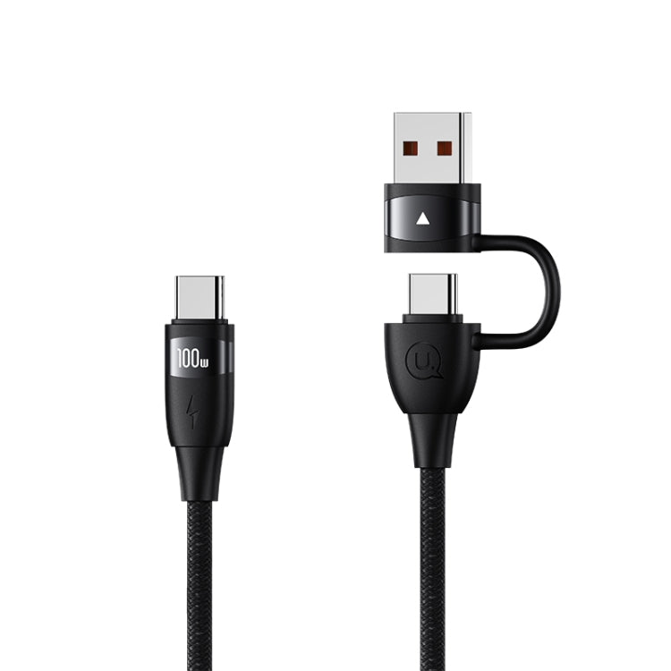 USAMS US-SJ655 U85 PD100W USB+USB-C/Type-C to USB-C/Type-C Aluminum Alloy Fast Charging Data Cable, Length: 2m(Black) - USB-C & Type-C Cable by USAMS | Online Shopping UK | buy2fix