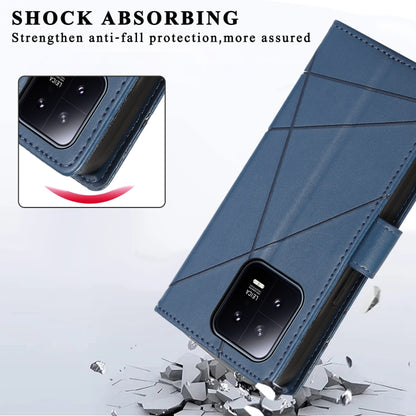 For Xiaomi 13 PU Genuine Leather Texture Embossed Line Phone Case(Blue) - 13 Cases by buy2fix | Online Shopping UK | buy2fix