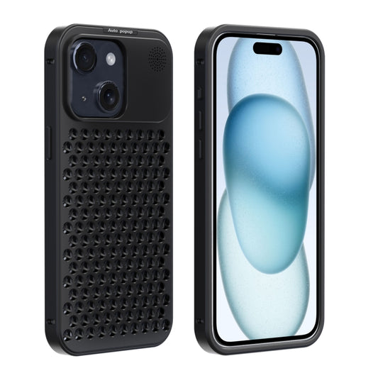 For iPhone 15 R-JUST RJ58 Aromatherapy Metal Cooling Phone Case(Black) - iPhone 15 Cases by R-JUST | Online Shopping UK | buy2fix