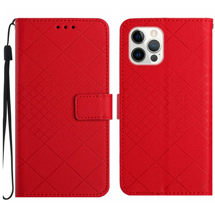 For iPhone 16 Pro Max Rhombic Grid Texture Leather Phone Case(Red) - iPhone 16 Pro Max Cases by buy2fix | Online Shopping UK | buy2fix