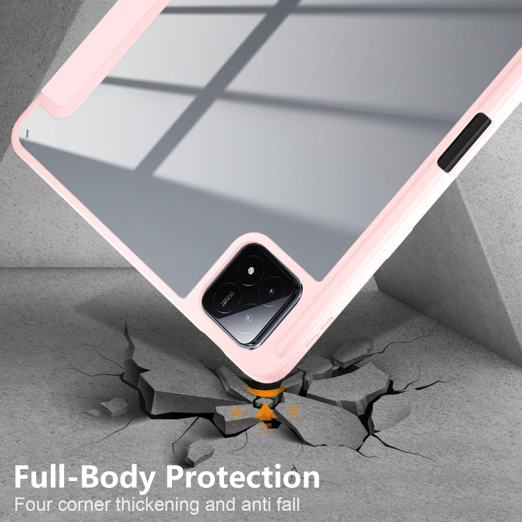 For Xiaomi Pad 6S Pro 12.4 Acrylic 3-Fold Solid Color Smart Leather Tablet Case(Pink) - More Tablet Cases by buy2fix | Online Shopping UK | buy2fix