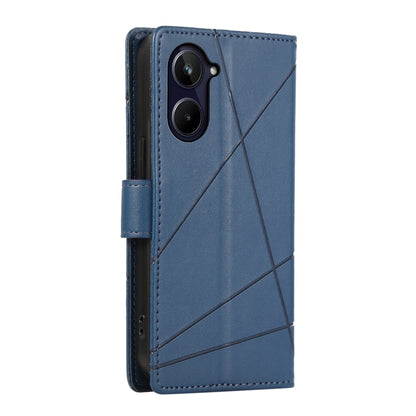 For Realme 10 Pro 5G PU Genuine Leather Texture Embossed Line Phone Case(Blue) - Realme Cases by buy2fix | Online Shopping UK | buy2fix