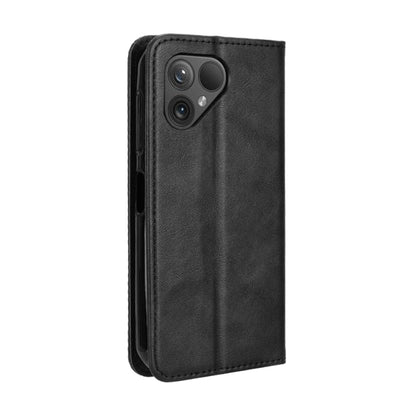 For Fairphone 5 Magnetic Buckle Retro Texture Leather Phone Case(Black) - More Brand by buy2fix | Online Shopping UK | buy2fix