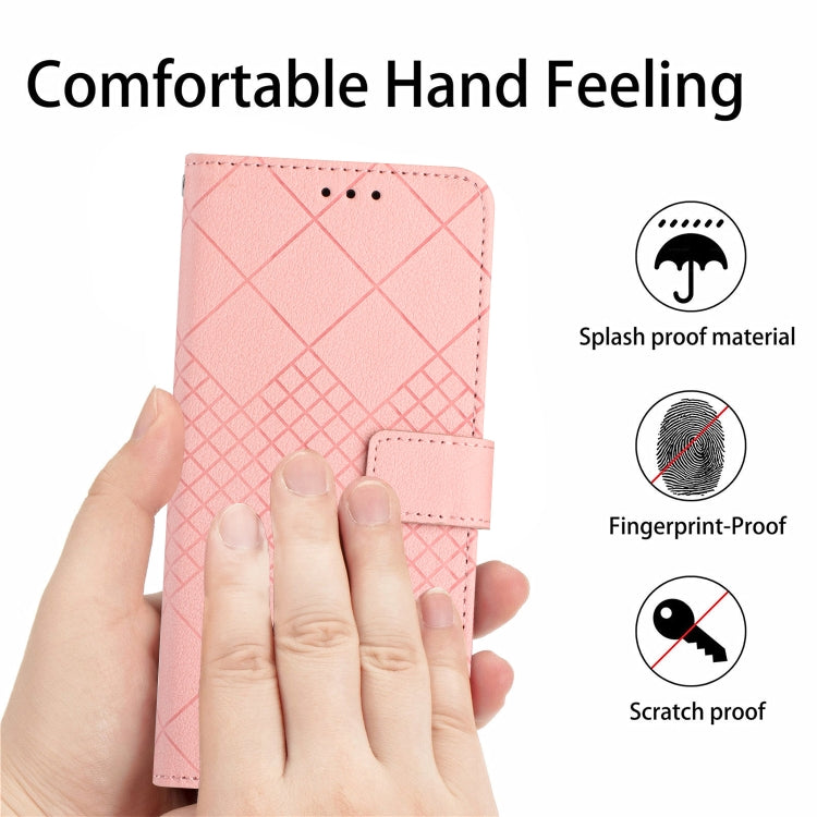 For Samsung Galaxy S21 5G Rhombic Grid Texture Leather Phone Case(Pink) - Galaxy S21 5G Cases by buy2fix | Online Shopping UK | buy2fix