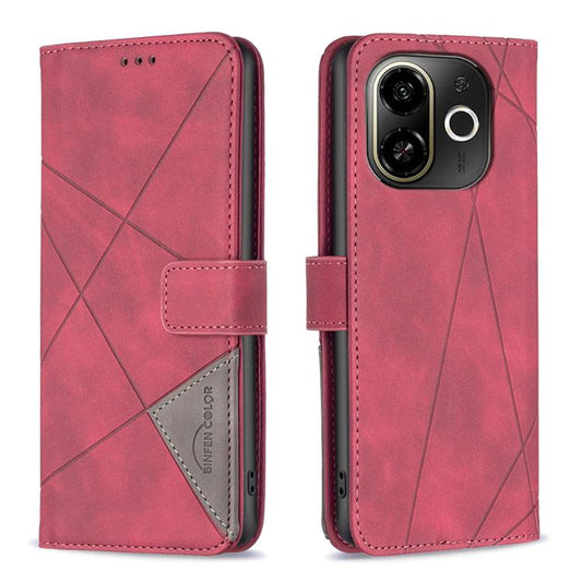 For Tecno POP 9 5G / Spark 30C 5G Magnetic Buckle Rhombus Texture Leather Phone Case(Red) - Tecno Cases by buy2fix | Online Shopping UK | buy2fix