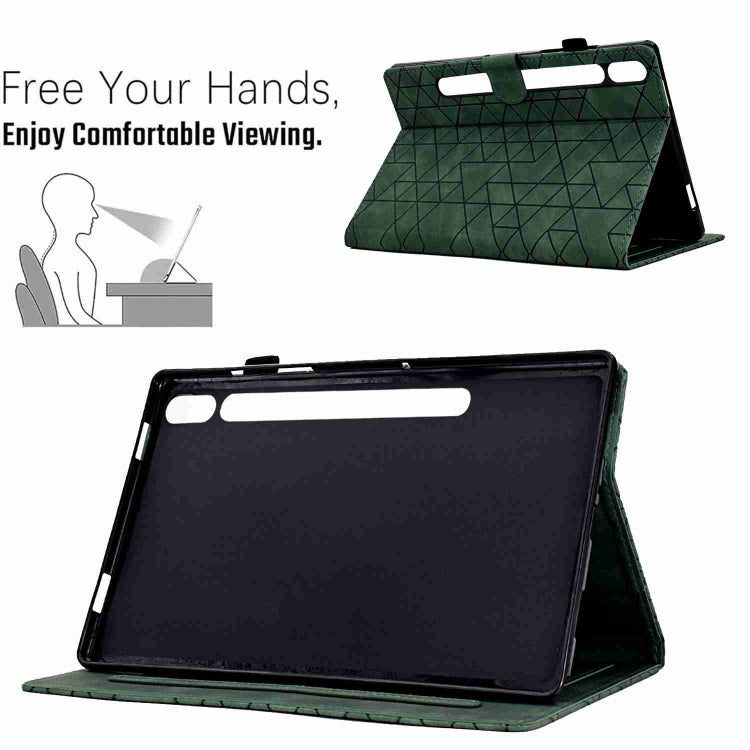 For Samsung Galaxy Tab S9 Rhombus TPU Smart Leather Tablet Case(Green) - Galaxy Tab S9 Cases by buy2fix | Online Shopping UK | buy2fix