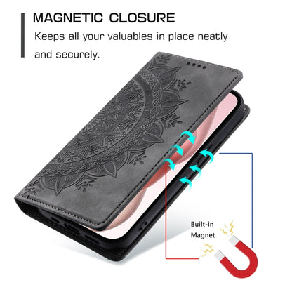 For iPhone 16 Plus Totem Embossed Magnetic Leather Phone Case(Grey) - iPhone 16 Plus Cases by buy2fix | Online Shopping UK | buy2fix