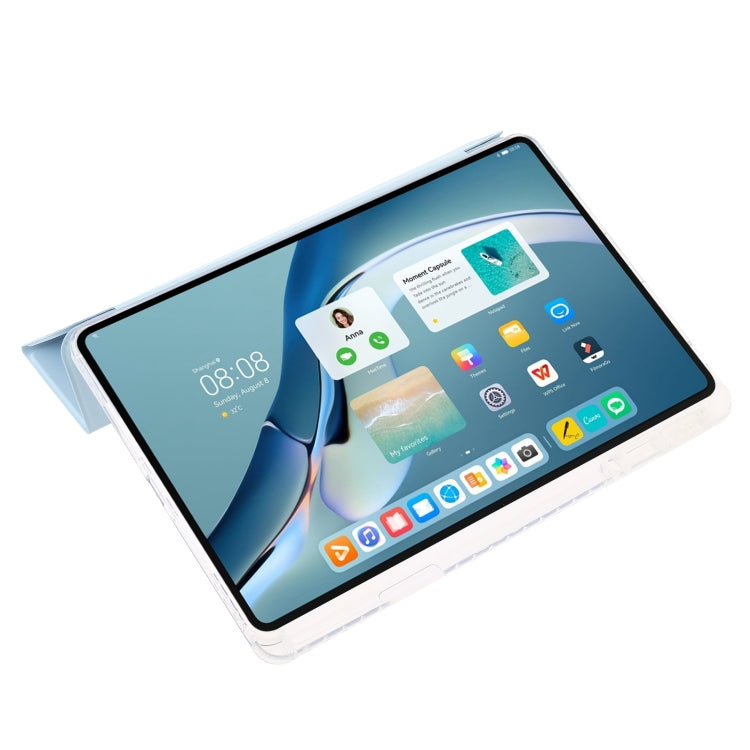 For Huawei Matepad 11 Pro 2024 Clear Acrylic 3-Fold Leather Tablet Case(Ice Blue) - Huawei by buy2fix | Online Shopping UK | buy2fix