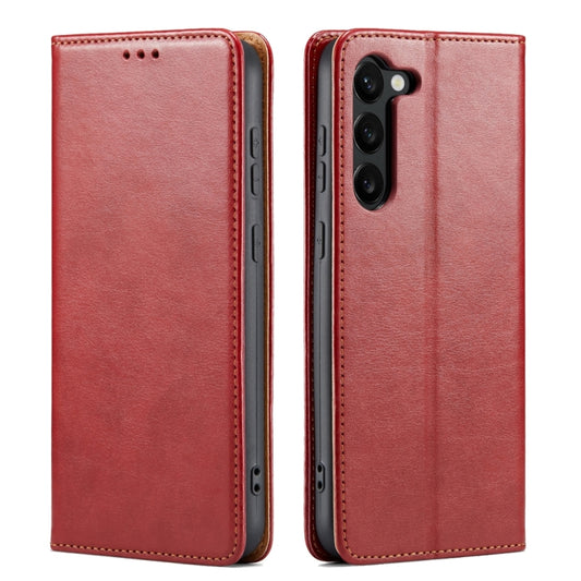 For Samsung Galaxy S24 5G Fierre Shann PU Genuine Leather Texture Phone Case(Red) - Galaxy S24 5G Cases by FIERRE SHANN | Online Shopping UK | buy2fix