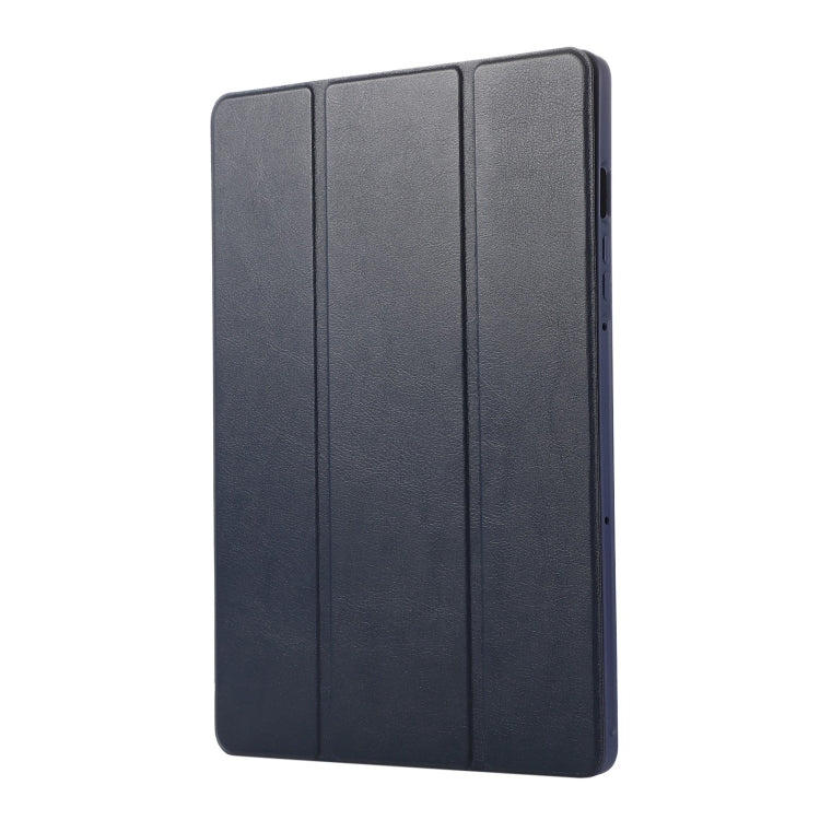 For Samsung Galaxy Tab S9 FE 3-Fold Pure Color TPU Leather Tablet Case with Pen Slot(Dark Blue) - Galaxy Tab S9 FE by buy2fix | Online Shopping UK | buy2fix