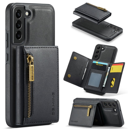 For Samsung Galaxy S22 DG.MING M5 Series Zip RFID Multi Card Detachable Leather Phone Case(Black) - Galaxy S22 5G Cases by DG.MING | Online Shopping UK | buy2fix