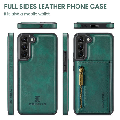 For Samsung Galaxy S22+ DG.MING M5 Series Zip RFID Multi Card Detachable Leather Phone Case(Green) - Galaxy S22+ 5G Cases by DG.MING | Online Shopping UK | buy2fix