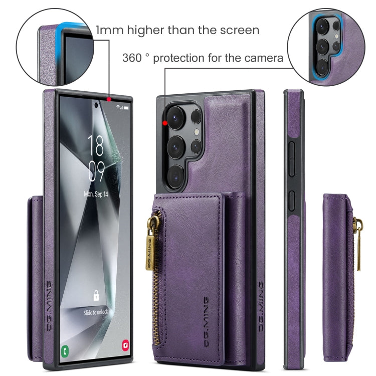 For Samsung Galaxy S24 Ultra 5G DG.MING M5 Series Zip RFID Multi Card Detachable Leather Phone Case(Purple) - Galaxy S24 Ultra 5G Cases by DG.MING | Online Shopping UK | buy2fix