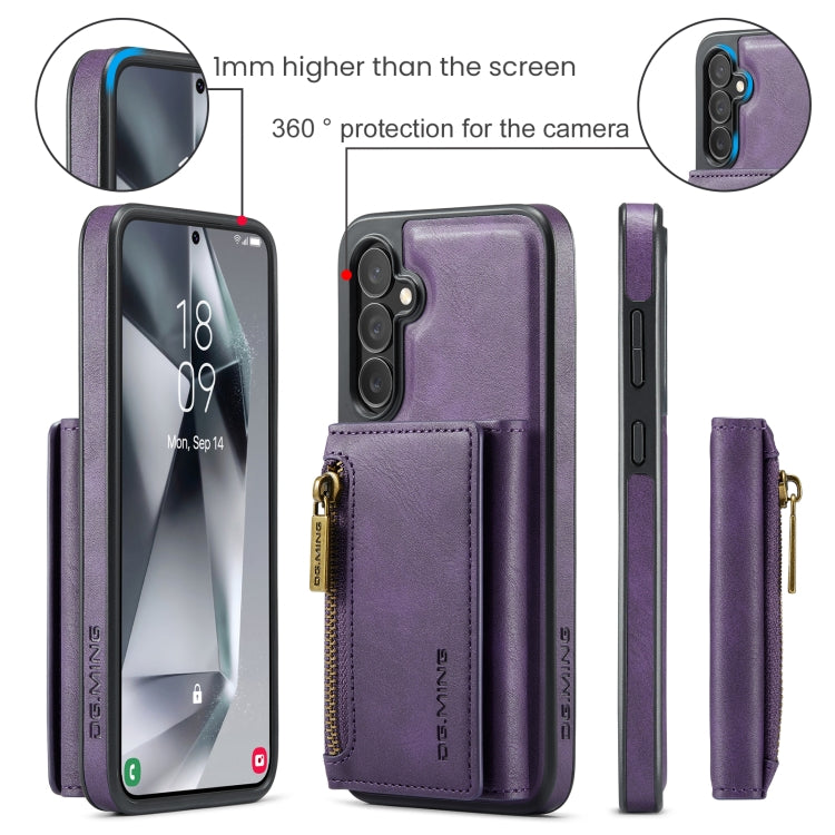 For Samsung Galaxy S24 FE 5G DG.MING M5 Series Zip RFID Multi Card Detachable Leather Phone Case(Purple) - Galaxy S24 FE 5G Cases by DG.MING | Online Shopping UK | buy2fix