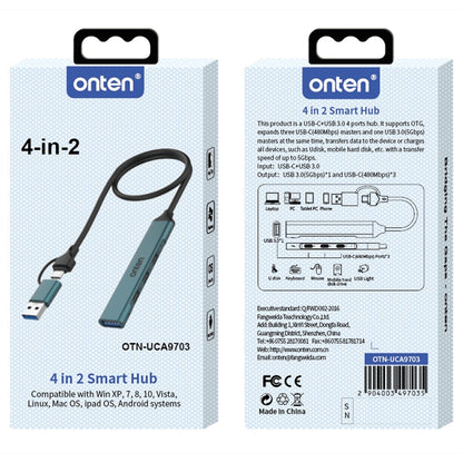 Onten UCA9703S 4 in 2 USB 3.0 + Type-C to 3 Type-C + USB HUB Docking Station - USB 3.0 HUB by Onten | Online Shopping UK | buy2fix