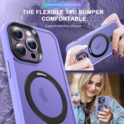 For iPhone 14 Pro Max MagSafe Holder Skin-feel PC Hybrid TPU Phone Case(Purple) - iPhone 14 Pro Max Cases by buy2fix | Online Shopping UK | buy2fix