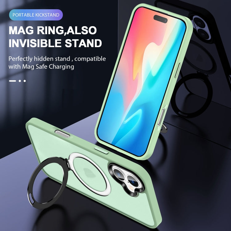 For iPhone 16 Skin-feel MagSafe Holder PC Hybrid TPU Phone Case(Matcha Green) - iPhone 16 Cases by buy2fix | Online Shopping UK | buy2fix