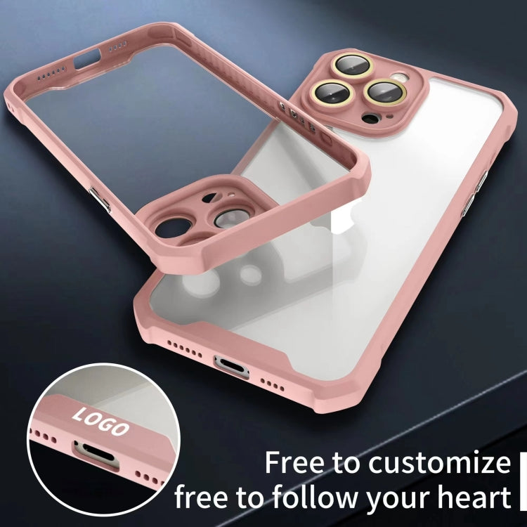 For iPhone 16 Shockproof Acrylic Phone Case with Lens Glass Film(Pink) - iPhone 16 Cases by buy2fix | Online Shopping UK | buy2fix