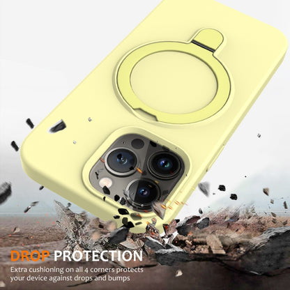 For iPhone 13 Pro MagSafe Magnetic Liquid Silicone Phone Case with Ring Holder(Yellow) - iPhone 13 Pro Cases by buy2fix | Online Shopping UK | buy2fix