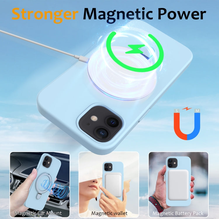 For iPhone 11 MagSafe Magnetic Liquid Silicone Phone Case with Ring Holder(Sky Blue) - iPhone 11 Cases by buy2fix | Online Shopping UK | buy2fix