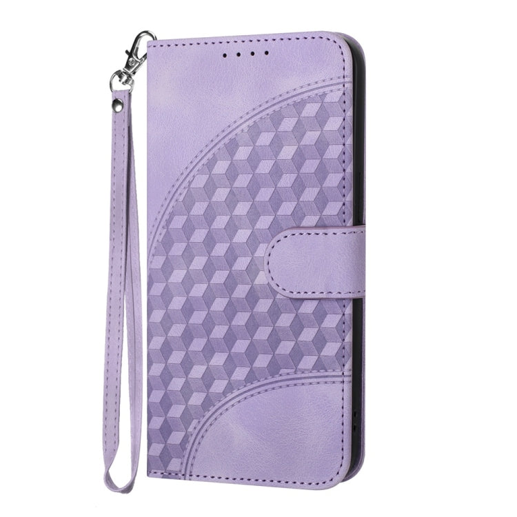 For iPhone 16 Pro YX0060 Elephant Head Embossed Phone Leather Case with Lanyard(Light Purple) - iPhone 16 Pro Cases by buy2fix | Online Shopping UK | buy2fix