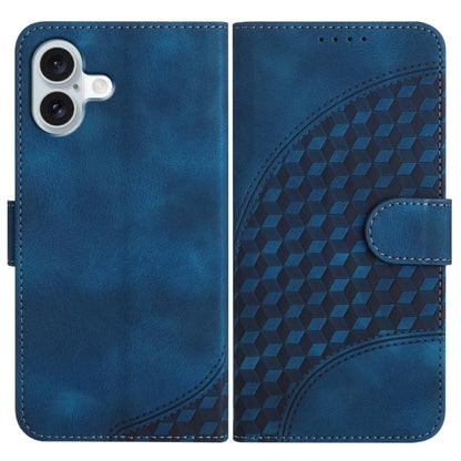 For iPhone 16 Plus YX0060 Elephant Head Embossed Phone Leather Case with Lanyard(Royal Blue) - iPhone 16 Plus Cases by buy2fix | Online Shopping UK | buy2fix