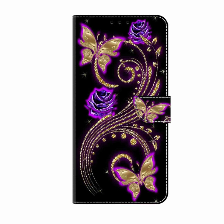 For Samsung Galaxy S24 Ultra 5G Crystal 3D Shockproof Protective Leather Phone Case(Purple Flower Butterfly) - Galaxy S24 Ultra 5G Cases by buy2fix | Online Shopping UK | buy2fix