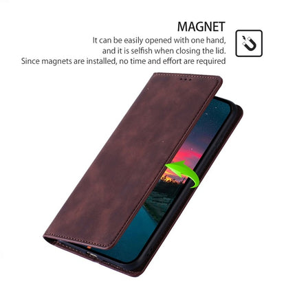 For Realme 12 5G Skin Feel Magnetic Leather Phone Case(Dark Brown) - Realme Cases by buy2fix | Online Shopping UK | buy2fix