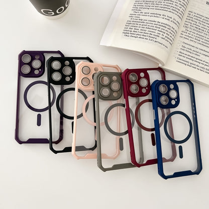 For iPhone 14 Colorful Two-Color Lens Film MagSafe Magnetic Horn Acrylic+TPU Case(Red) - iPhone 14 Cases by buy2fix | Online Shopping UK | buy2fix