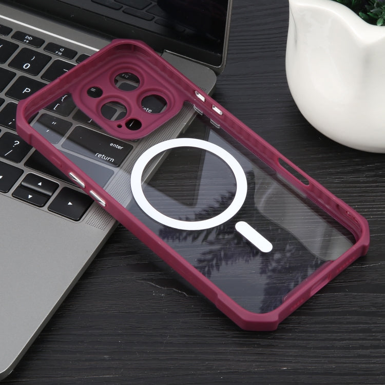 For iPhone 16 Pro Colorful Two-Color Lens Film MagSafe Magnetic Horn Acrylic+TPU Case(Red) - iPhone 16 Pro Cases by buy2fix | Online Shopping UK | buy2fix