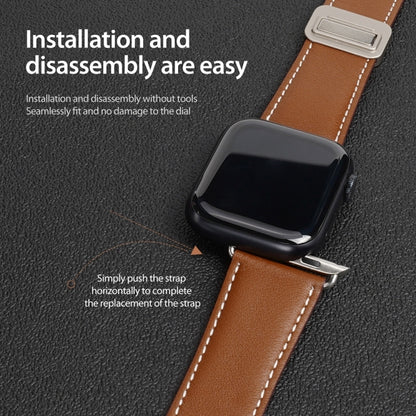 For Apple Watch SE 2023 44mm DUX DUCIS YA Series Magnetic Buckle Genuine Leather Watch Band(Brown) - Watch Bands by DUX DUCIS | Online Shopping UK | buy2fix