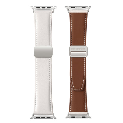 For Apple Watch SE 2023 44mm DUX DUCIS YA Series Magnetic Buckle Genuine Leather Watch Band(White) - Watch Bands by DUX DUCIS | Online Shopping UK | buy2fix