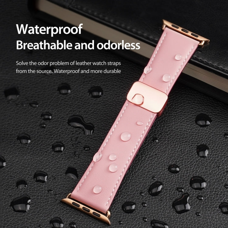 For Apple Watch Ultra 2 49mm DUX DUCIS YA Series Magnetic Buckle Genuine Leather Watch Band(Pink) - Watch Bands by DUX DUCIS | Online Shopping UK | buy2fix