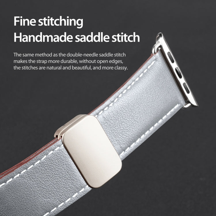 For Apple Watch Series 8 45mm DUX DUCIS YA Series Magnetic Buckle Genuine Leather Watch Band(Grey) - Watch Bands by DUX DUCIS | Online Shopping UK | buy2fix