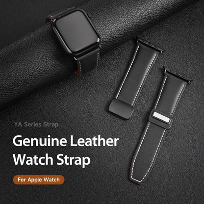 For Apple Watch SE 2022 40mm DUX DUCIS YA Series Magnetic Buckle Genuine Leather Watch Band(Black) - Watch Bands by DUX DUCIS | Online Shopping UK | buy2fix