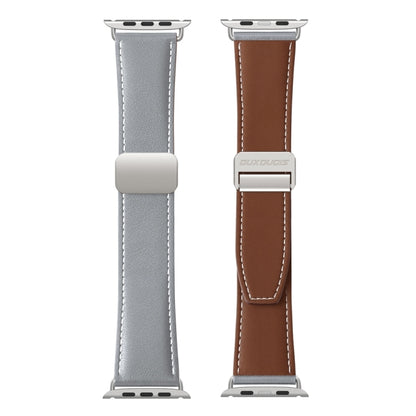 For Apple Watch SE 44mm DUX DUCIS YA Series Magnetic Buckle Genuine Leather Watch Band(Grey) - Watch Bands by DUX DUCIS | Online Shopping UK | buy2fix