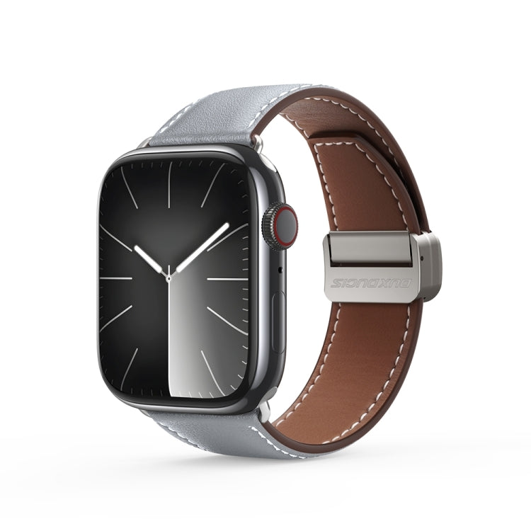 For Apple Watch Series 6 40mm DUX DUCIS YA Series Magnetic Buckle Genuine Leather Watch Band(Grey) - Watch Bands by DUX DUCIS | Online Shopping UK | buy2fix