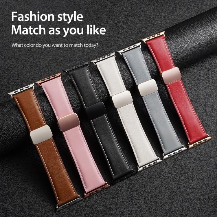 For Apple Watch Series 6 40mm DUX DUCIS YA Series Magnetic Buckle Genuine Leather Watch Band(Pink) - Watch Bands by DUX DUCIS | Online Shopping UK | buy2fix