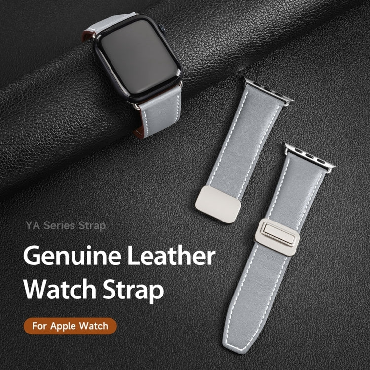 For Apple Watch Series 2 42mm DUX DUCIS YA Series Magnetic Buckle Genuine Leather Watch Band(Grey) - Watch Bands by DUX DUCIS | Online Shopping UK | buy2fix