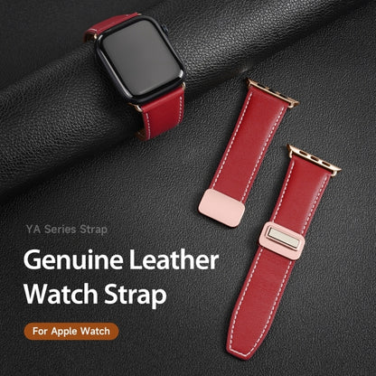 For Apple Watch Series 2 38mm DUX DUCIS YA Series Magnetic Buckle Genuine Leather Watch Band(Red) - Watch Bands by DUX DUCIS | Online Shopping UK | buy2fix