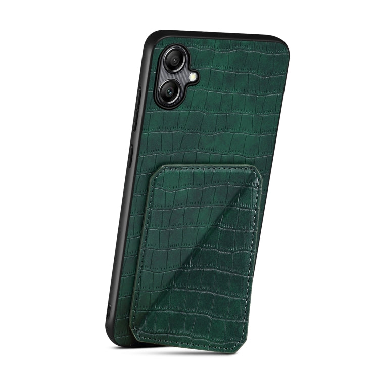 For Samsung Galaxy S21 FE 5G Denior Imitation Crocodile Leather Back Phone Case with Holder(Green) - Galaxy Phone Cases by Denior | Online Shopping UK | buy2fix