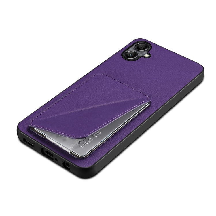 For Samsung Galaxy A13 5G Denior Imitation Calf Leather Back Phone Case with Holder(Purple) - Galaxy Phone Cases by Denior | Online Shopping UK | buy2fix