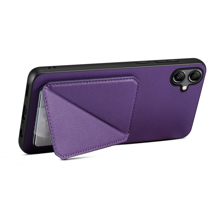 For Samsung Galaxy A34 5G Denior Imitation Calf Leather Back Phone Case with Holder(Purple) - Galaxy Phone Cases by Denior | Online Shopping UK | buy2fix