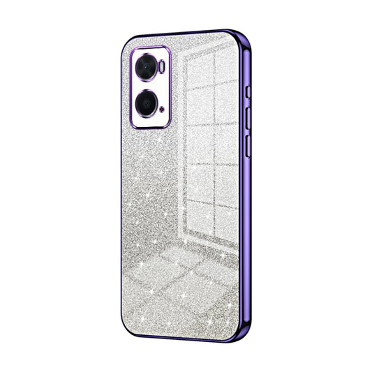 For OPPO A36 / A76 / A96 4G Global Gradient Glitter Powder Electroplated Phone Case(Purple) - OPPO Cases by buy2fix | Online Shopping UK | buy2fix