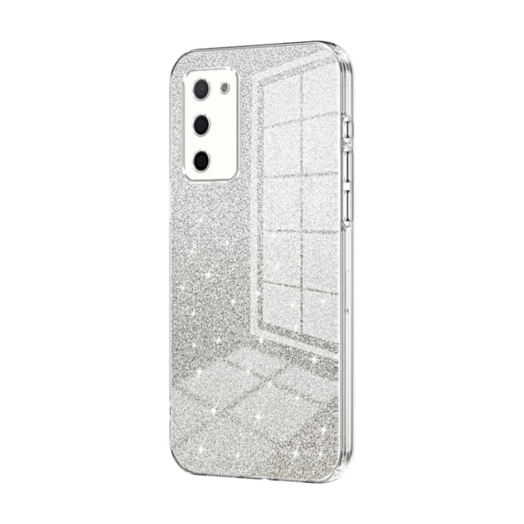 For OPPO A55 5G / A56 / A53s 5G Gradient Glitter Powder Electroplated Phone Case(Transparent) - OPPO Cases by buy2fix | Online Shopping UK | buy2fix