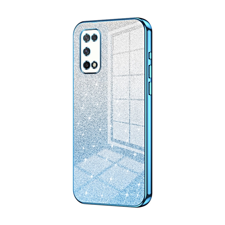 For OPPO K7x / Realme V5 5G Gradient Glitter Powder Electroplated Phone Case(Blue) - OPPO Cases by buy2fix | Online Shopping UK | buy2fix