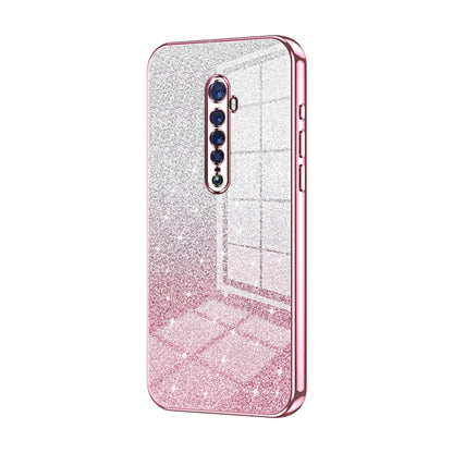 For OPPO Reno2 Gradient Glitter Powder Electroplated Phone Case(Pink) - OPPO Cases by buy2fix | Online Shopping UK | buy2fix