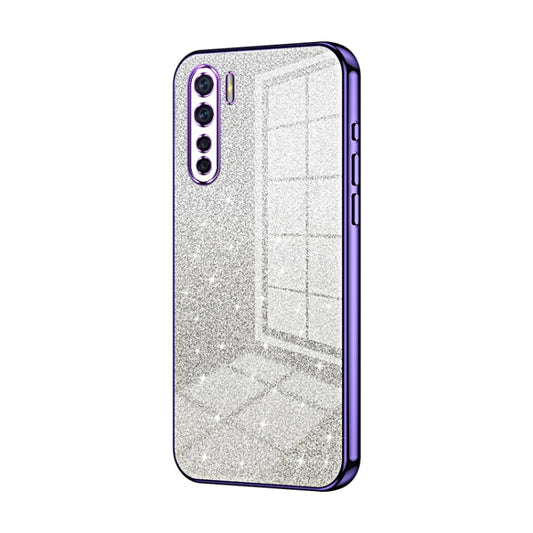 For OPPO Reno3 4G / F15 / A91 Gradient Glitter Powder Electroplated Phone Case(Purple) - OPPO Cases by buy2fix | Online Shopping UK | buy2fix
