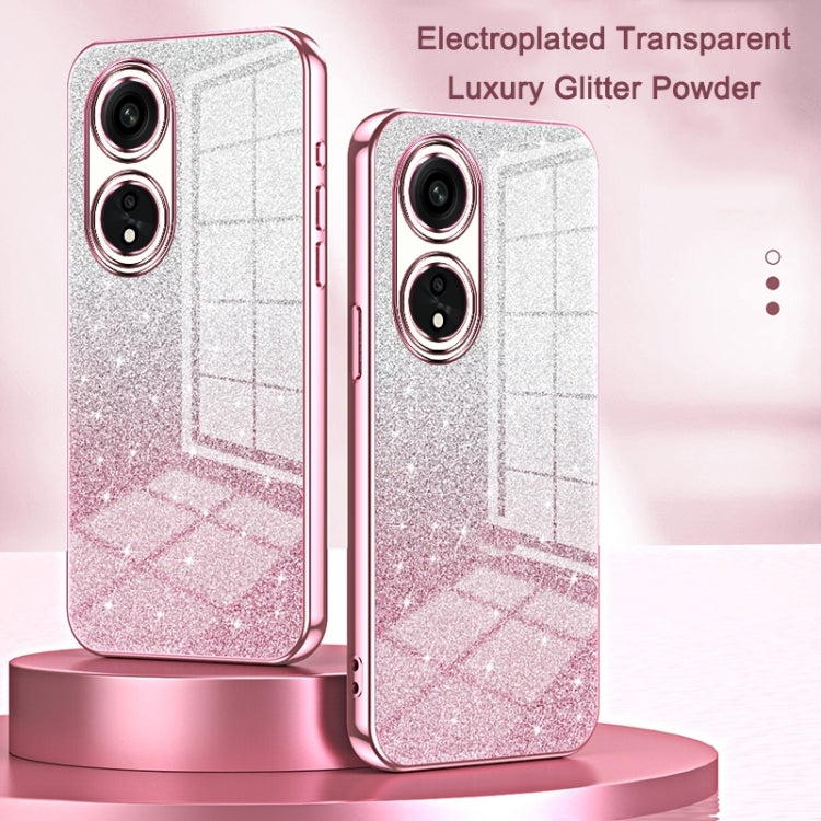 For OPPO Reno8 T 5G Gradient Glitter Powder Electroplated Phone Case(Pink) - OPPO Cases by buy2fix | Online Shopping UK | buy2fix