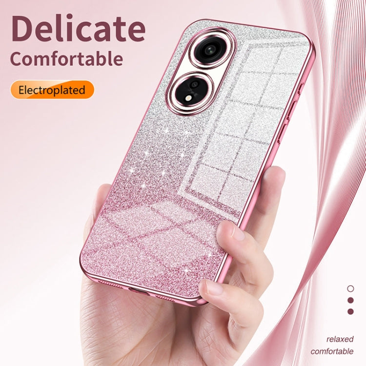 For OPPO A91 Gradient Glitter Powder Electroplated Phone Case(Transparent) - OPPO Cases by buy2fix | Online Shopping UK | buy2fix